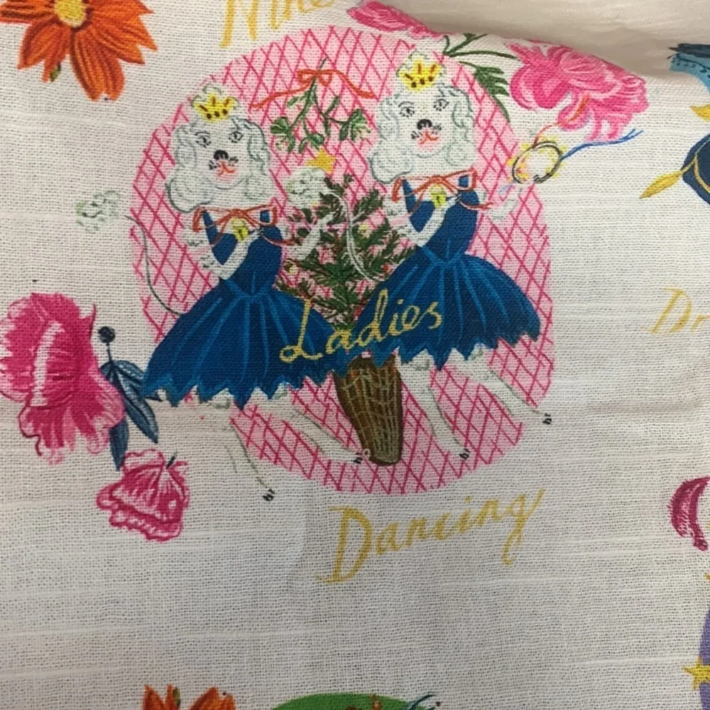 Anthropologie Emily Maude 12 days of Christmas kitchen dish towel new unused